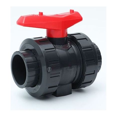Robinet à bille en PVC I 32mm I 1 pouce I pour manchons à coller et raccords I Robinet d'arrêt I Raccord de tuyau en PVC I Vanne à bille pour la construction de piscines et de bassins (1/4)