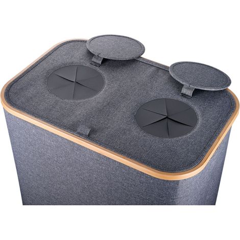 Conteneur de collecte pour bouteilles design moderne appartement 68,5 x 57 x 37 cm pratique en tissu oxford gris (1/5)
