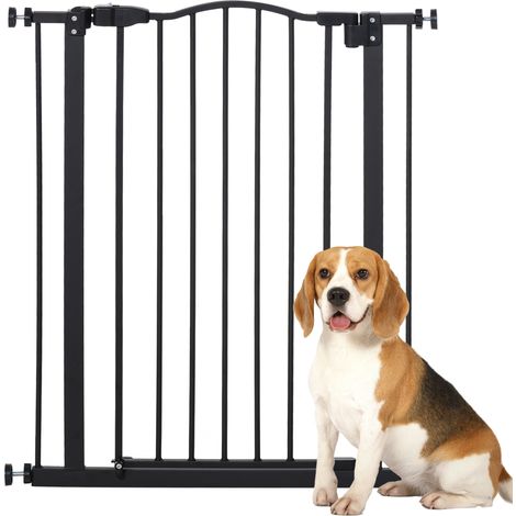 Barrière de sécurité pour chien extensible 74-80 cm fermeture automatique fixation par pression sans percer noir
