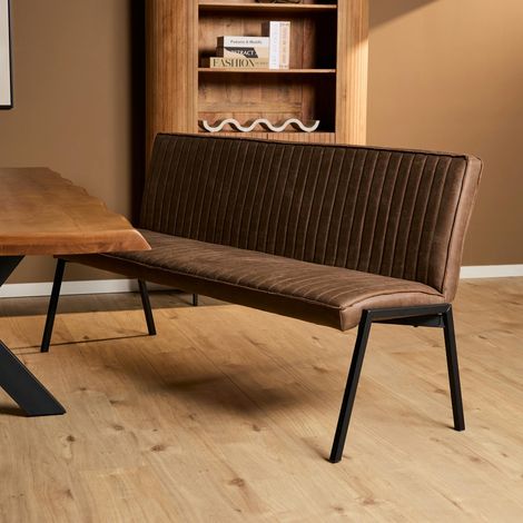Banc de table à manger marron à bandes 185 cm CORTINA (1/5)