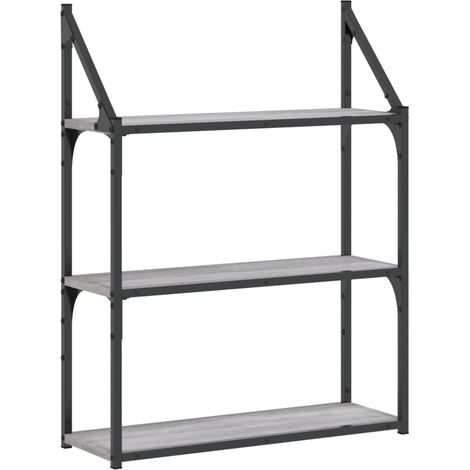 Maison Exclusive - Wandregal 3 Fächer Grau Sonoma 60x21x78,5 cm H