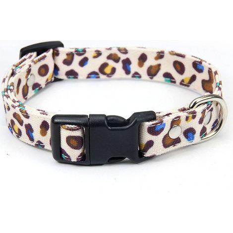 Collier Pour Chien - Imprimé Guépard - Tissu Nylone Résistant À L'Usure - Boucle Abs Rapide - Anneau D En Métal Plaqué Cuivre - Taille Réglable (1/5)