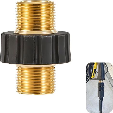 Raccordo per idropulitrice ad alta pressione, da M22 15 mm femmina a M22 14 mm maschio, compatibile con pistole e tubi per idropulitrice ad alta pressione. (1/5)