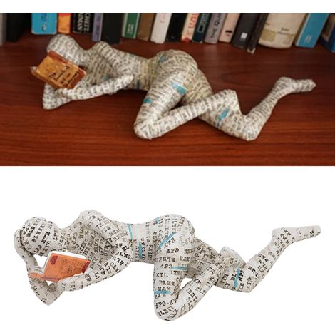 Figura decorativa e innovadora de una mujer leyendo, realizada en resina y celulosa, ideal para estanterías y como accesorio para el hogar. Fabricada en resina y celulosa resistentes. (1/5)