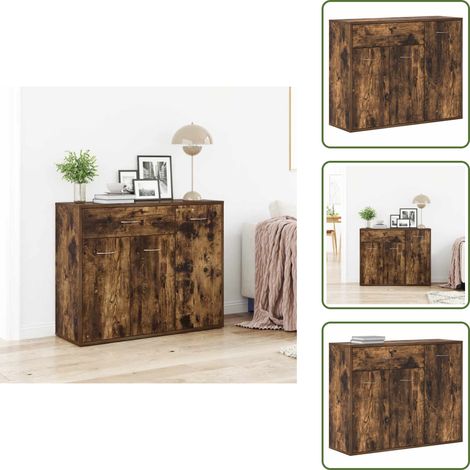 Aparador de almacenamiento - vidaXL Aparador madera contrachapada color roble ahumado 88x30x70 cm - Aparador decorativo