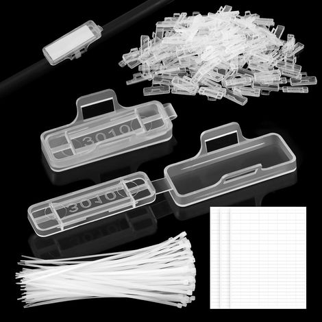 100 Pièces Étiquettes de Câbles Nylon,Transparent étiquette pour Cable Plastique Boîte avec 100 Colliers de Serrage Imperméable Marquage Cable pour Gestion des Câbles Marquer Organiser (1/5)