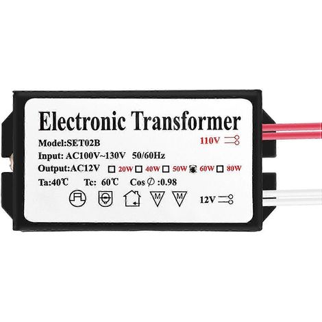 110 V auf 12 V 60 W Halogen-Lampen-Netzteil-Konverter Elektronisches ehemaliges Black Edition 0703
