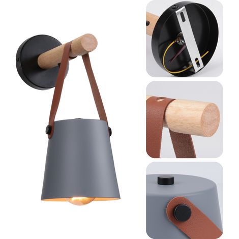 Applique Murale Moderne Lampe Murale Métal Luminaires Murale Interieur Créative E27 pour Chambre Chevet Salon Café Gris - 1Pcs (1/5)