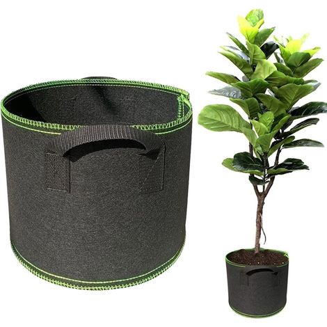 Sac de culture avec poignées /en tissu d'aération /plantes de 2 gallons, Pot fleurs de légumes, 1 sac de culture de plantes robuste, 20x20cm (1/5)
