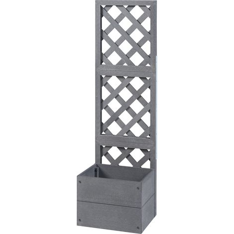 Fioriera con traliccio in legno composito 135 x 40 x 30 cm grigio 030009496