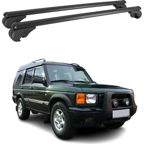 OMAC Barres de toit en aluminium pour Land Rover Discovery II L318 1998-2004 – TÜV / DIN 75302:2019 – Antivol inclus – Charge max 75 kg – 2 barres Noir (1/4)