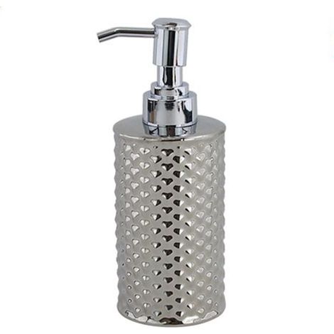 TRADE SHOP - Dispenser Sapone Liquido Accessorio Bagno Silver Con Effetto Cuoricini Arredo 87817 -