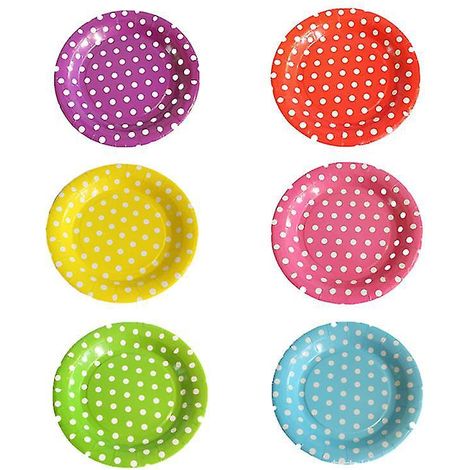 Plateau rond à pois multicolores (6 pièces) (1/3)