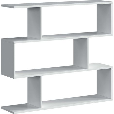 Étagère Basse de 3 Niveaux L110 x H97cm Blanc Brillant (1/5)