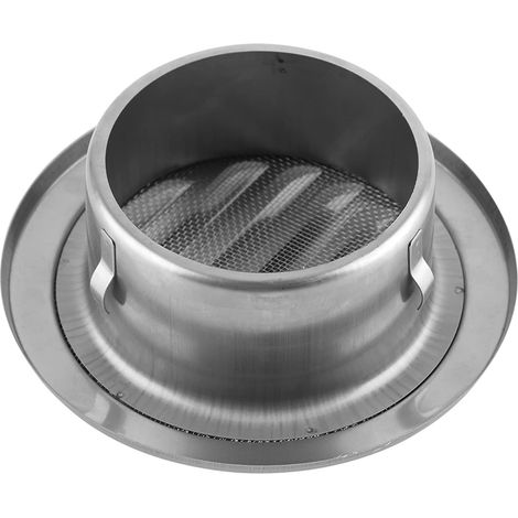 Grille d'aération murale, couvercle d'aération de soffite circulaire en acier inoxydable, couvercle de grille d'aération argentée, raccord de conduit Ø100 mm (4") pour sortie d'extraction de salle de (1/5)