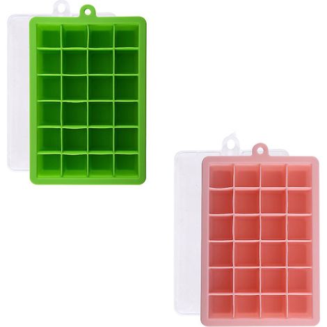 Bac à glaçons en silicone pour 48 glaçons - Sans BPA - Bicolore (vert olive/rouge minéral) (1/5)