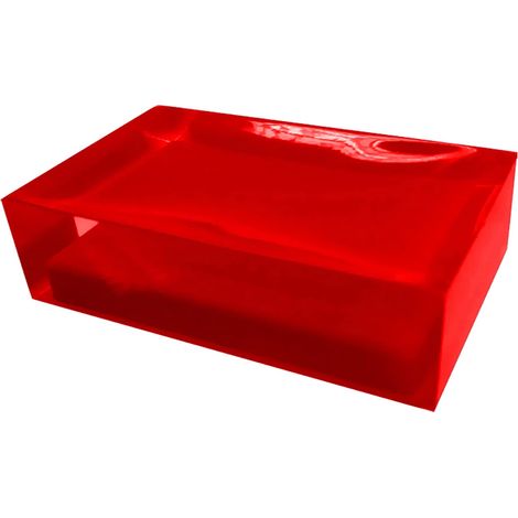 Savon, Dimensions et Poids : 3 x 11 x 7 cm et 0,15 kg, Porte Savon Solide en résine Transparente, Finition Rouge, Design, Fait à la Main, Unique (1/5)