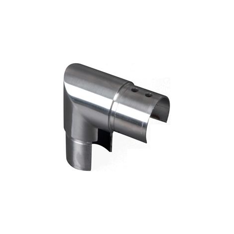 [QUALITE FRANCAISE] - Connecteur à 90° pour main courante verre tube de Ø42,4mm - Longueur visible 30mm épaisseur 2mm - Inox 316