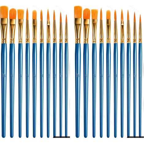 Brush À Peindre - Ensemble De 20 Pièces En Nylon Synthétique - Pour Acrylique Aquarelle Huile Et Maquillage - Manche En Plastique - Lot Complet (1/5)