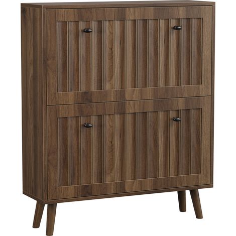 Zapatero con 2 compartimentos abatibles 80 x 24 x 95 cm nogal MODENUIT (1/5)