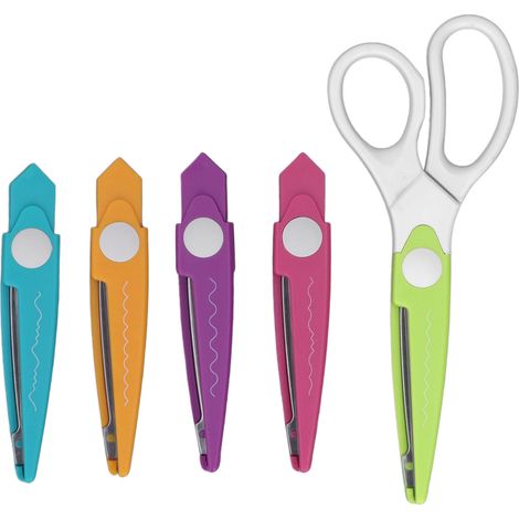 Ciseaux Créatifs 5 en 1 avec 4 Lames Amovibles - Bordure Décorative, Acier Inoxydable - Loisirs DIY, Scolaire et Enfants (1/5)