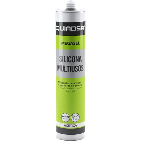 Mastic silicone acétique Multi-usages Megasel Quiadsa Mégasel Blanc Cr de 280 ml.