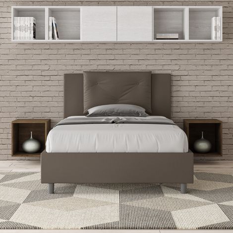 Letto una piazza e mezza contenitore imbottito 120x200 similpelle cappuccino Appia (1/5)