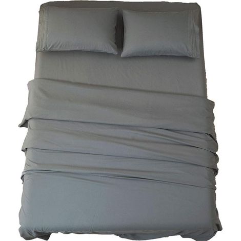 Ensemble de draps en microfibre super doux 1800 fils au pouce carré draps de lit égyptiens de luxe avec poches profondes ensemble de 4 pièces taille Queen (1/2)