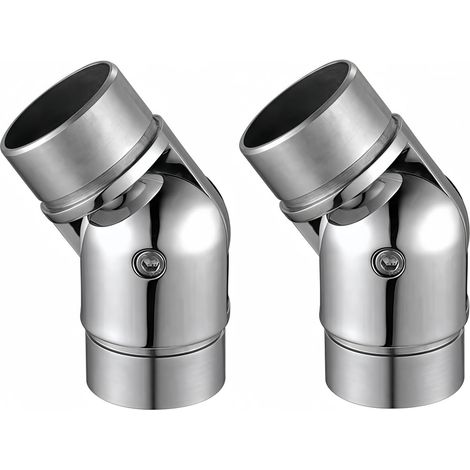 2 Pièces Connecteur de Main Courante en Acier Inoxydable, Kit d'Angle Réglable 42,4 mm - pour Escaliers, Balcons et Espaces Extérieurs (1/5)