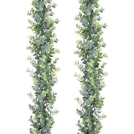 Ghirlanda di eucalipto artificiale, confezione da 2, foglie di eucalipto artificiali appese, decorazione da parete ad arco, 1,8 m/pezzo, protezione UV, per interni ed esterni