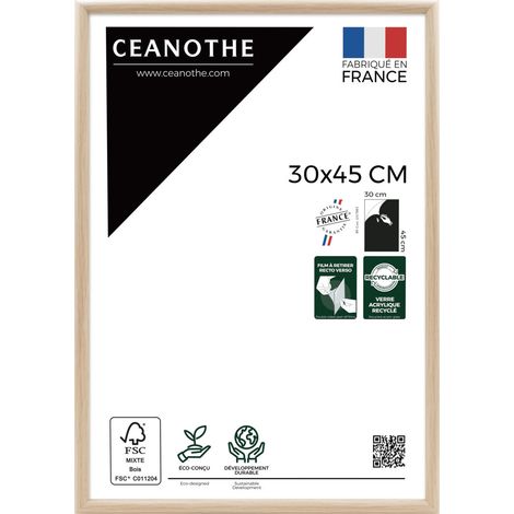 Cadre photo bois clair naturel 30x45 cm – Verre acrylique incassable – Finition mate et sobre – 100% recyclable – Ceanothe