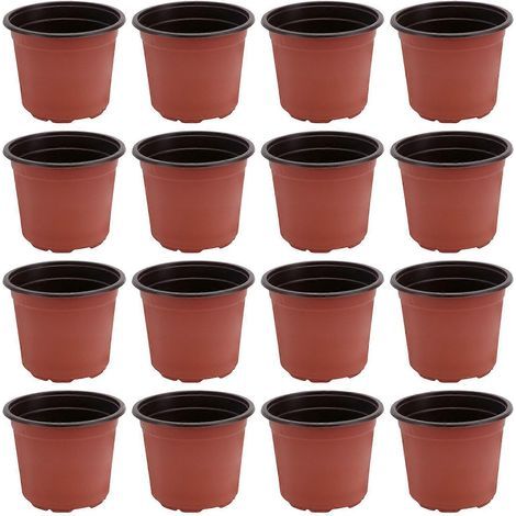 Lot de 50 pots de fleurs en plastique créatifs et respirants pour plantes succulentes - Diamètre 120 mm (Marron, trous de style aléatoire)-12.00X12.00X9.80CM-Brown (1/4)