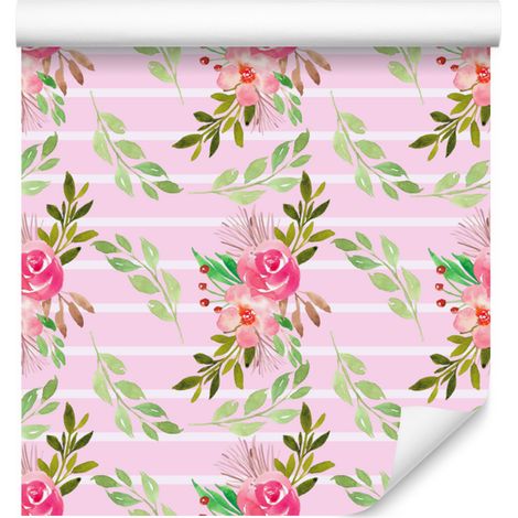 Papier peint rose poudré et beige pour salon et chambre, 50 x 1000 cm (1/5)