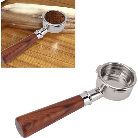 Offener, bodenloser 58-mm-Kaffeefilterhalter mit drei Zinken und einem Griff aus massivem Redwood-Holz für Barsetto-Kaffeemaschinen (1/5)