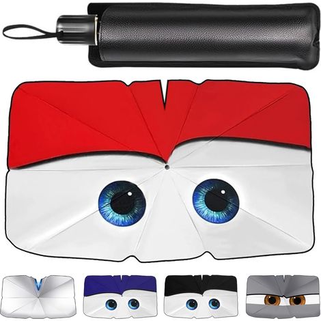 Pare Soleil Voiture Avant avec Design Adorable d'yeux, 140 x 79 cm, Vient avec Sac de Rangement, Convient Aux Voitures et Aux SUV (1/5)