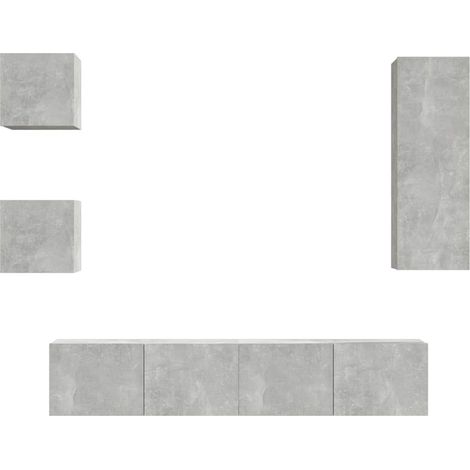 Maison Exclusive - 5-tlg. TV-Schrank-Set Betongrau Holzwerkstoff (1/5)
