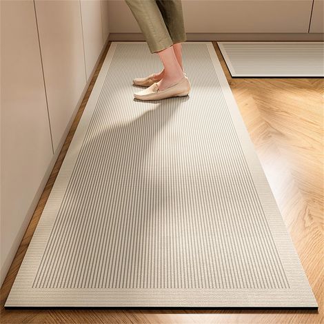 Tapis de Cuisine Absorbant 50x80cm - Diatomite - Antidérapant - Beige (1/5)