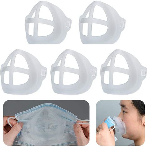 Masque facial jetable, maintien, confort, attache-visage intérieure, n'adhère pas à la bouche et au nez, lot de 5 (1/2)