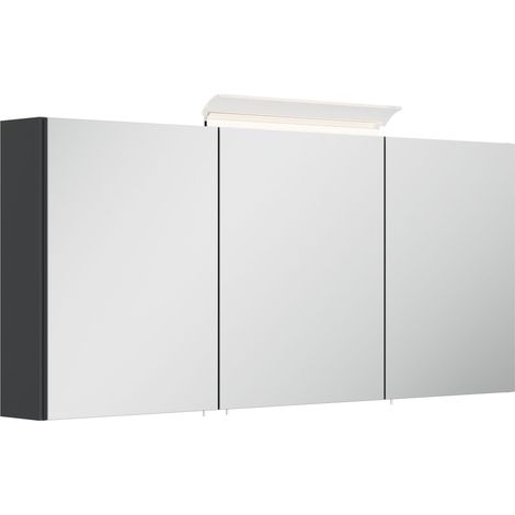 Spiegelschrank 140cm inkl. Design LED-Lampe und Glasböden grafit