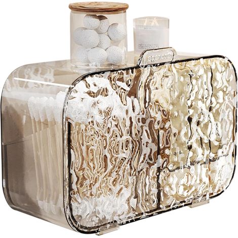 Porte-serviettes pour salle de bain, boîte porte-serviettes  Étagère à coton-tige sans perceuse  Étagère flottante pour bâtons de coton sans perceuse, distributeur d'éponge de maquillag (1/5)