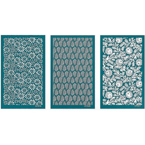 3 Pochoirs Réutilisables Cœur et Flocon de Neige, Kit de Sérigraphie avec Maille Fine pour Transfert sur Projets DIY, Décorations Créatives, Lot de 3 (1/3)