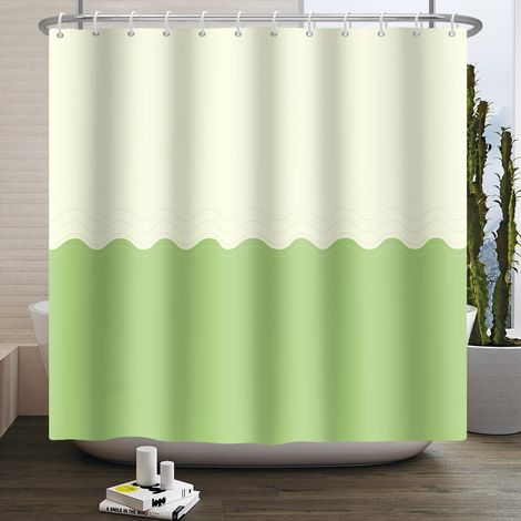 150x180cm Rideau de Douche Bicolore Jaune Vert Thème Minimaliste Classique Traditionnel Tissu Décoratif pour Salle de Bains avec Crochets (1/5)