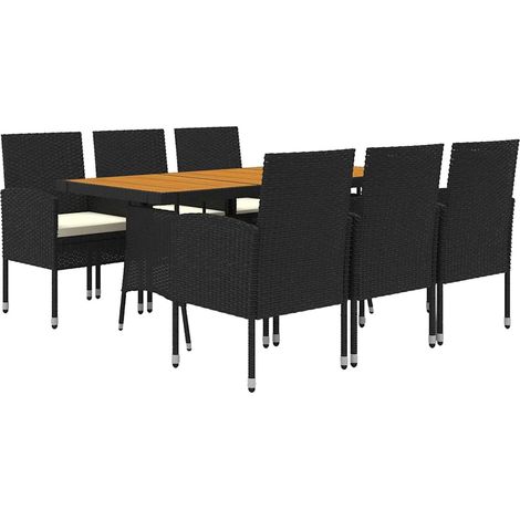 Juego de comedor de jardín 7 piezas ratán sintético negro vidaXL (1/4)