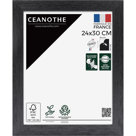 Cadre Photo Noir 24x30 cm et 30x24 cm - Cadre Photo Bois FSC - Convient au Format A4 – Fabriqué en France – Cadre Photo Karma Noir - Verre acrylique Incassable (1/5)