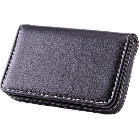 Étui à cartes de visite homme, cuir synthétique noir, idéal travail et quotidien. (1/5)