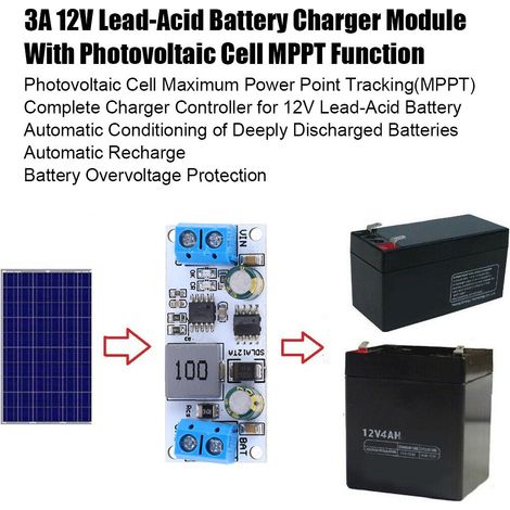 Module de charge MPPT pour panneaux solaires SDLA12TA/SDLA12TB, destiné aux batteries plomb-acide 12 V de 1 à 1 000 Ah pour véhicules avec système d'alimentation sans coupure (UPS). (1/4)