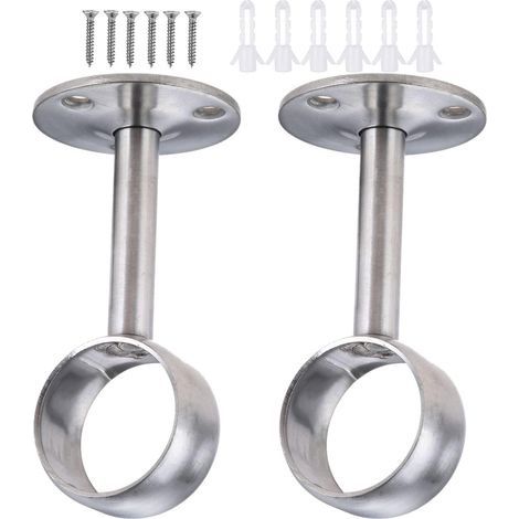 32mm Supports de tringles à rideaux, Support de Bride de Douille en acier inoxydable, Accrocher le tige de penderie robuste avec vis, pour salle de bain, cuisine, armoire (1/5)