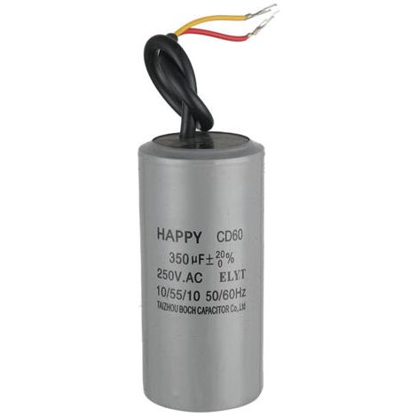 BUNTHAUS PA Condensateur de fonctionnement CBB60 40 µF 350 V CA 2 fils 50/60 Hz, cylindre 105 x 50 mm avec bornes pour compresseurs d'air, condensateurs haute température (1/4)