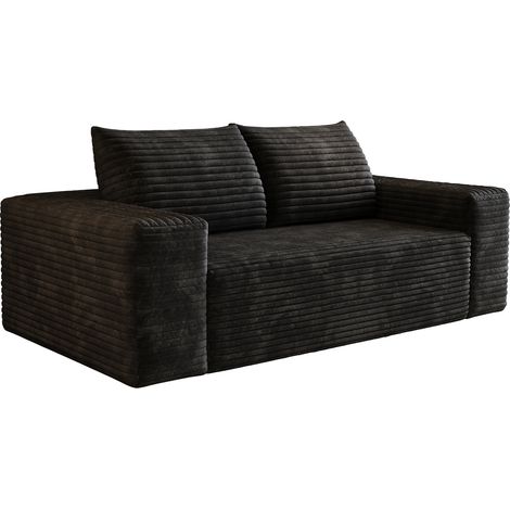 Modulares Sofa aus Stoff, Tiefer Sitz, Ohne Montage, Kompaktes Design, Stoff Schwarz 180 cm (1/5)