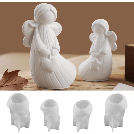 2x 3D Engel Silikonform für Kerzen, Gips, Seife - Weihnachten DIY Gießform